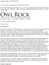 Icon of Owl Rock Capital Corp Letter To Stakeholders 3-26-20