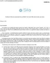 Icon of Sila Realty Letter To Shareholders 2-4-21