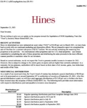 Icon of Hines Global REIT Liquidating Trust Announces $0.80 Special Distribution