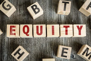 Wooden Blocks with the text: Equity