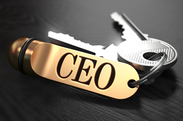 CEO - Bunch of Keys with Text on Golden Keychain.